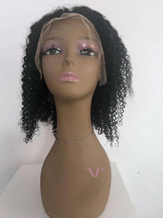 Kinky curly 4C Edges Invisi Strap Laid Flat 360 Transparent lace wig pre bleached knots with curly baby hair