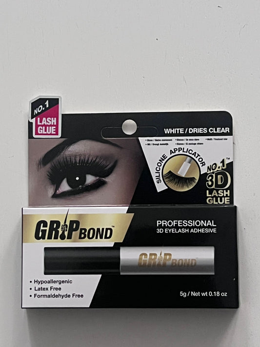 GRIP BOND EYELASH ADHESIVE WHITE  CLEAR WITH SILICON APPLICATOR