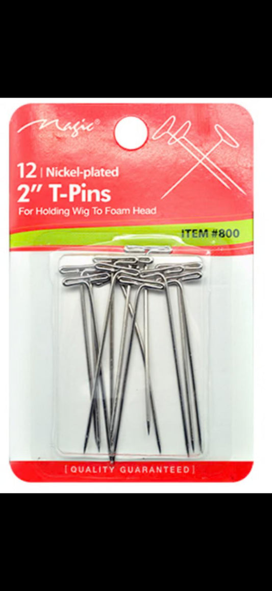 MAGIC COLLECTION 12 PCS NICKEL PLATED T-PINS 2''