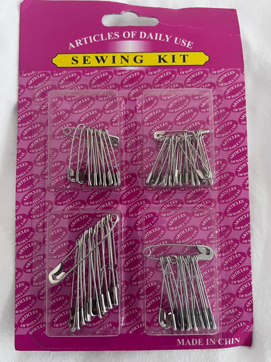100 PACK ASSORTED SIZE GOLD SAFETY PIN
